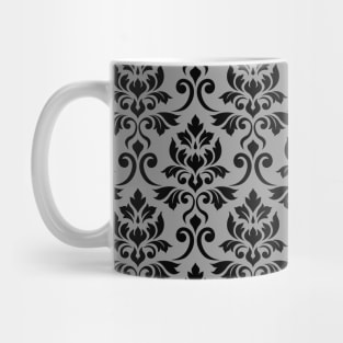 Feuille Damask Black on Gray Pattern Mug